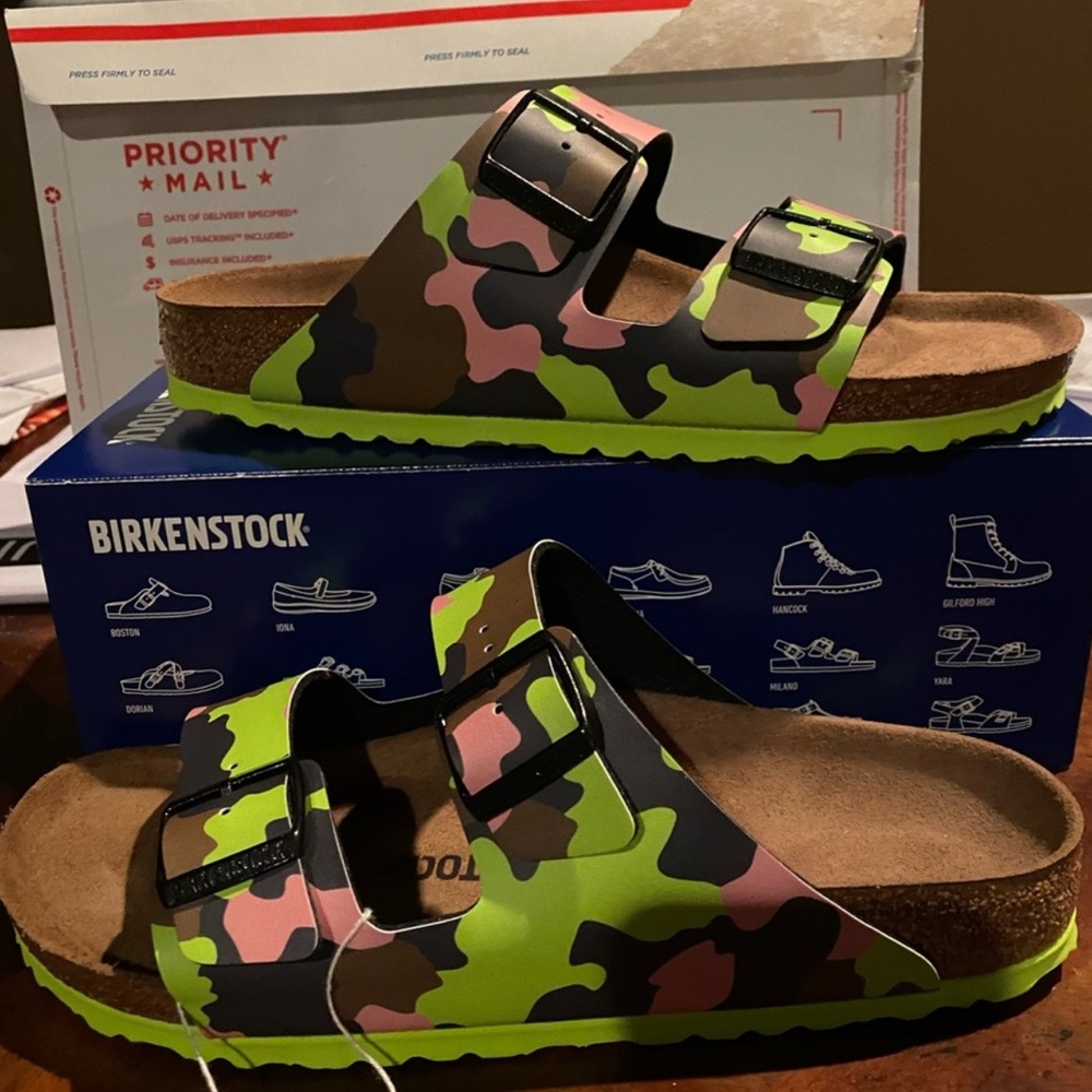 Birkenstock Men's Sandals - Pink, Green, Black Camouflage